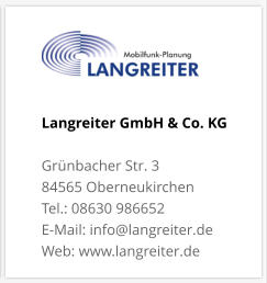 Langreiter GmbH & Co. KGGrünbacher Str. 3 84565 Oberneukirchen Tel.: 08630 986652 E-Mail: info@langreiter.de Web: www.langreiter.de