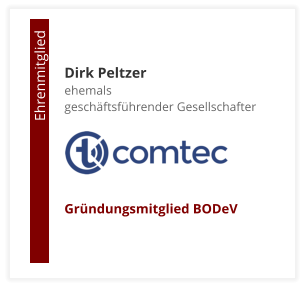 Dirk Peltzerehemals  geschäftsführender Gesellschafter     Gründungsmitglied BODeV                                        Ehrenmitglied