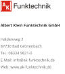 Albert Klein Funktechnik GmbH  Haldenweg 2 87730 Bad Grönenbach Tel.: 08334 9821-0 E-Mail: info@ak-funktechnik.de Web: www.ak-funktechnik.de